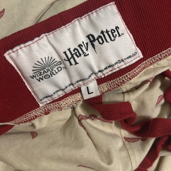 Wizarding World Harry Potter Women’s Lounge Pajama Pants Joggers Cream Red Large - Picture 8 of 10
